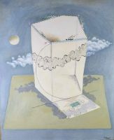 tableau Les drapeaux Tilot Pierre abstrait,fantastique,mode,moderne  huile toile 2ième moitié 20e siècle