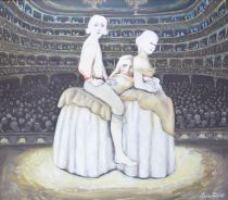 tableau Don Juan Tilot Pierre personnage,scène d'intérieur  huile toile 2ième moitié 20e siècle