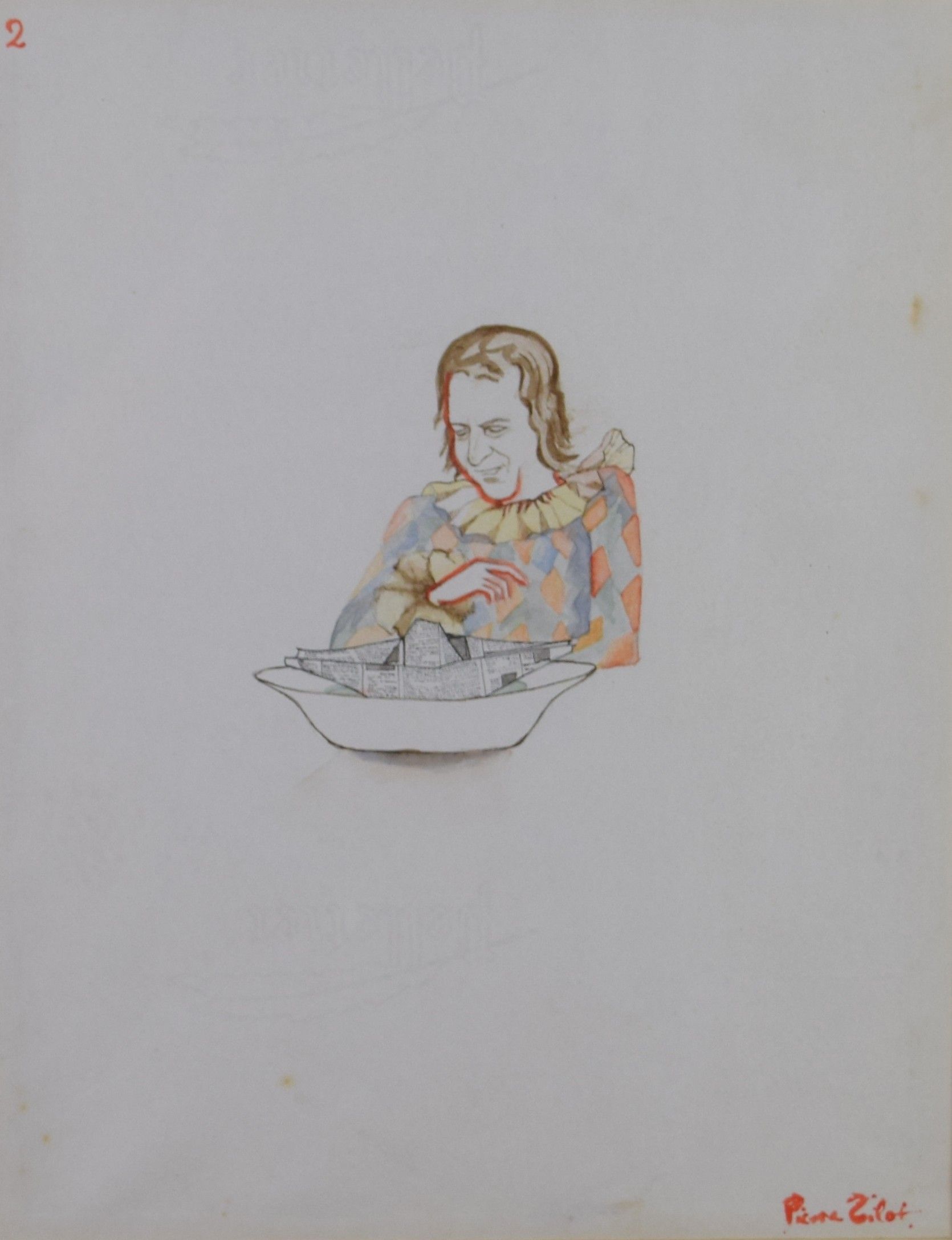 tableau Le bateau de papier 2 Tilot Pierre fantastique   papier 2ième moitié 20e siècle