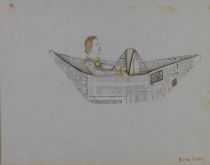 tableau Le bateau de papier 4 Tilot Pierre fantastique   papier 2ième moitié 20e siècle