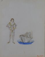 tableau Le bateau de papier 3 Tilot Pierre fantastique   papier 2ième moitié 20e siècle
