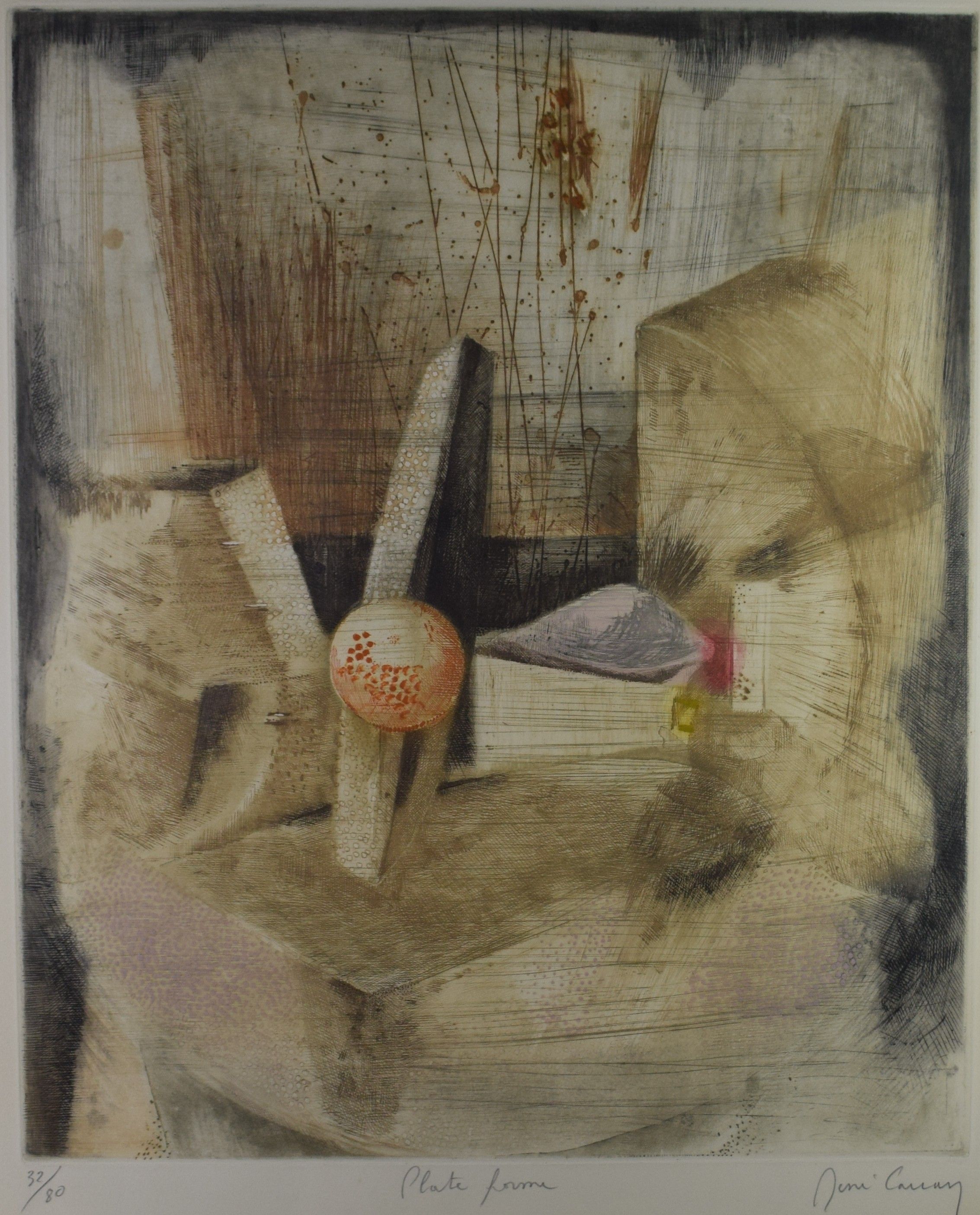 tableau Plate forme Carcan René moderne  estampe papier 2ième moitié 20e siècle