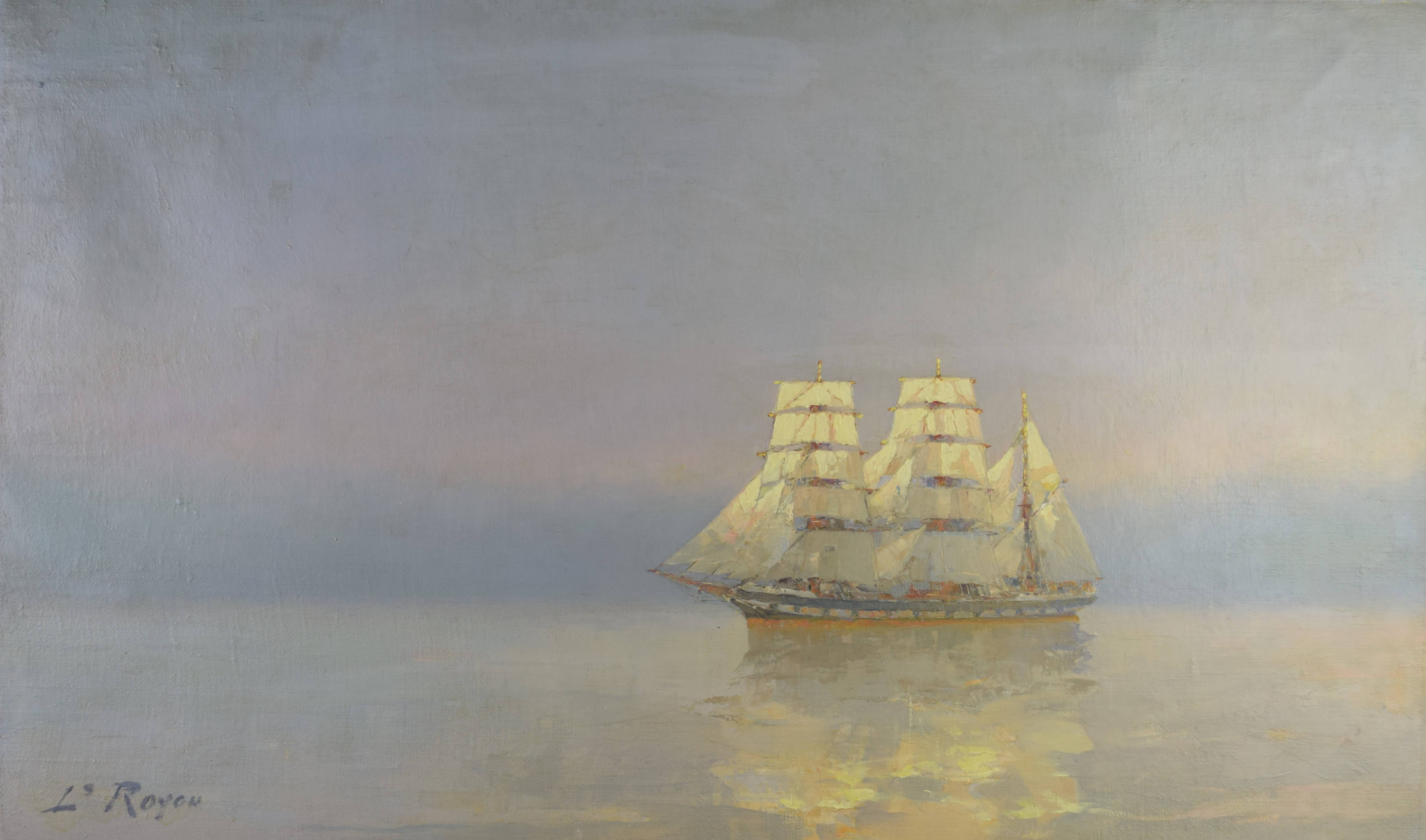 tableau Le 3 mats  Royon Louis marine  huile toile 1ère moitié 20e siècle