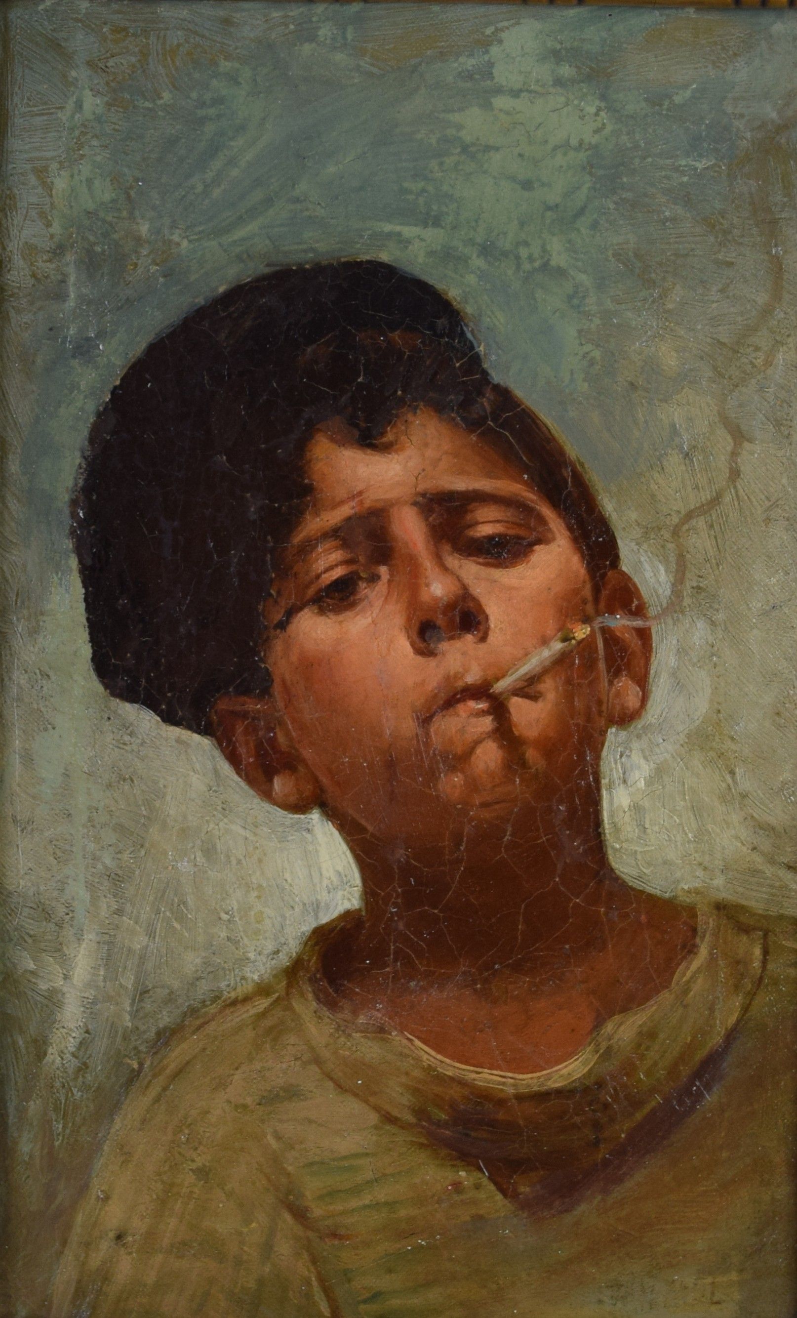 tableau Le fumeur Van Mol  personnage,portrait  huile toile 1ère moitié 20e siècle