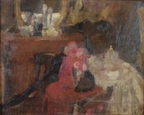 tableau Ma salle à manger Jacquart Lucie nature morte,scène d'intérieur  huile panneau 1ère moitié 20e siècle