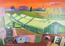 tableau Les serre de Duisburg Lernout Ward paysage  huile toile 21e siècle