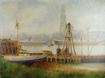tableau Anvers Smeers Frans marine,ville  huile toile 1ère moitié 20e siècle