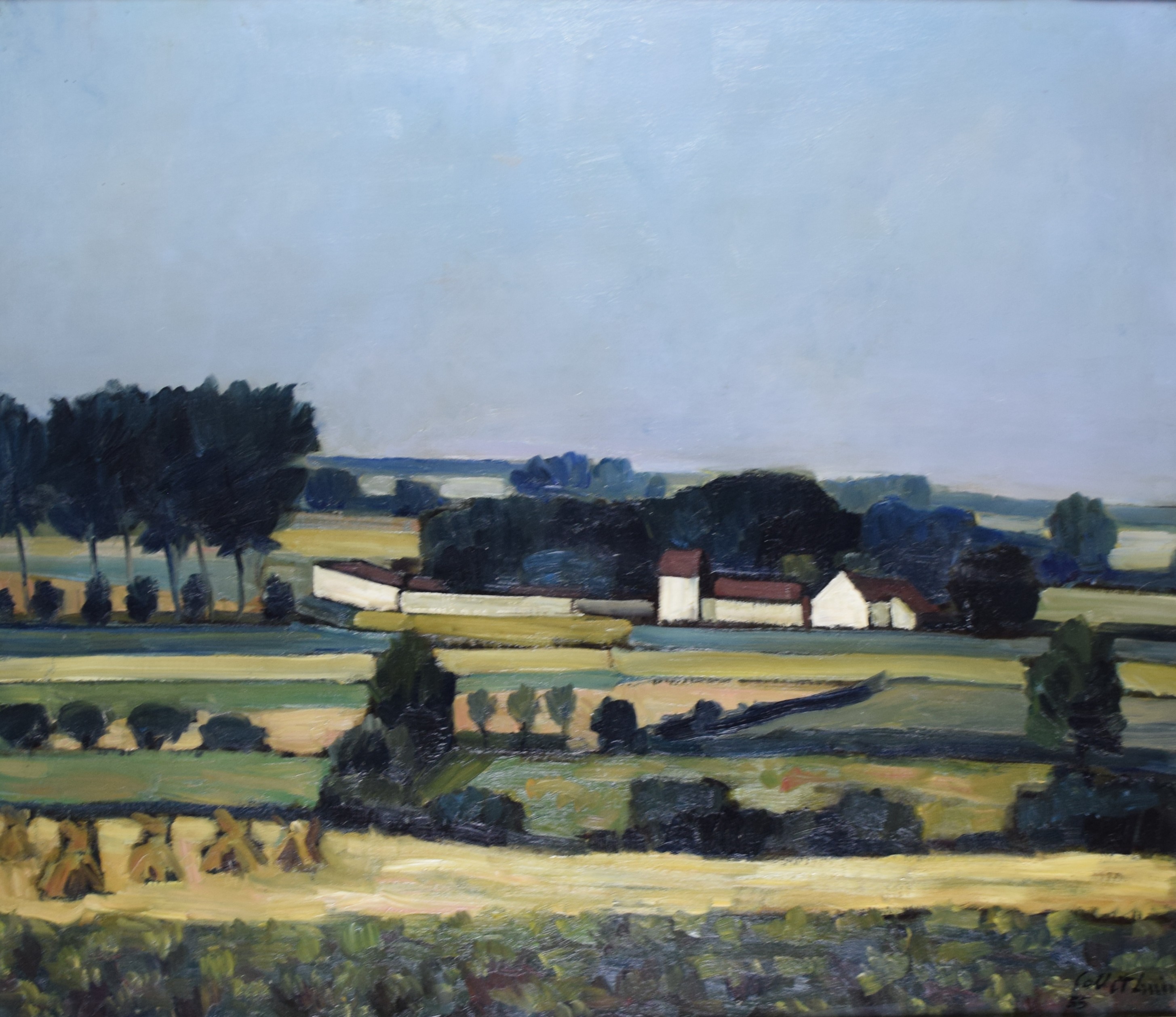tableau Village dans le paysage Collet Louis paysage  huile toile 2ième moitié 20e siècle