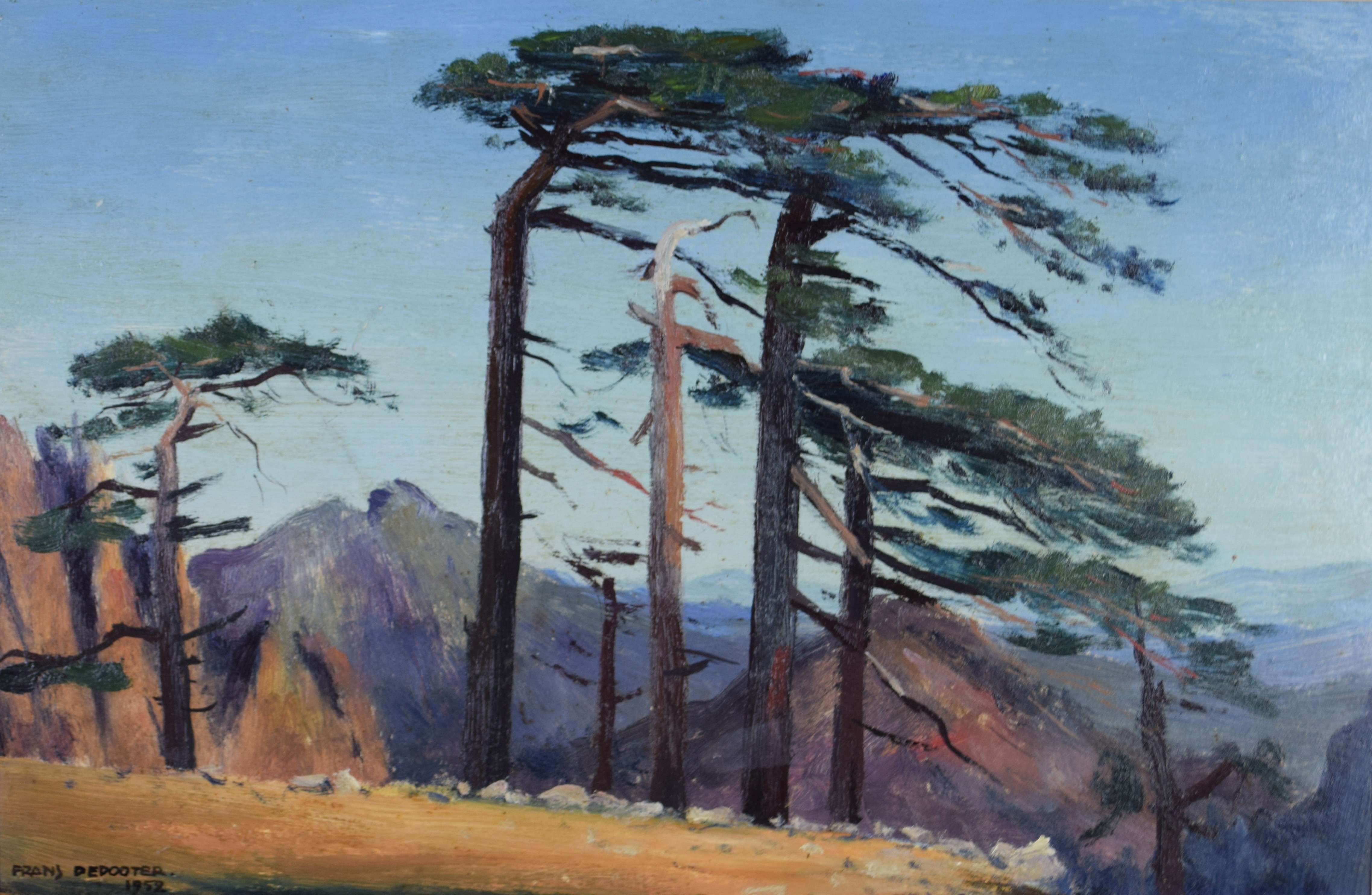 tableau Col de Bavella en Corse  Depooter Frans  paysage  huile carton 2ième moitié 20e siècle