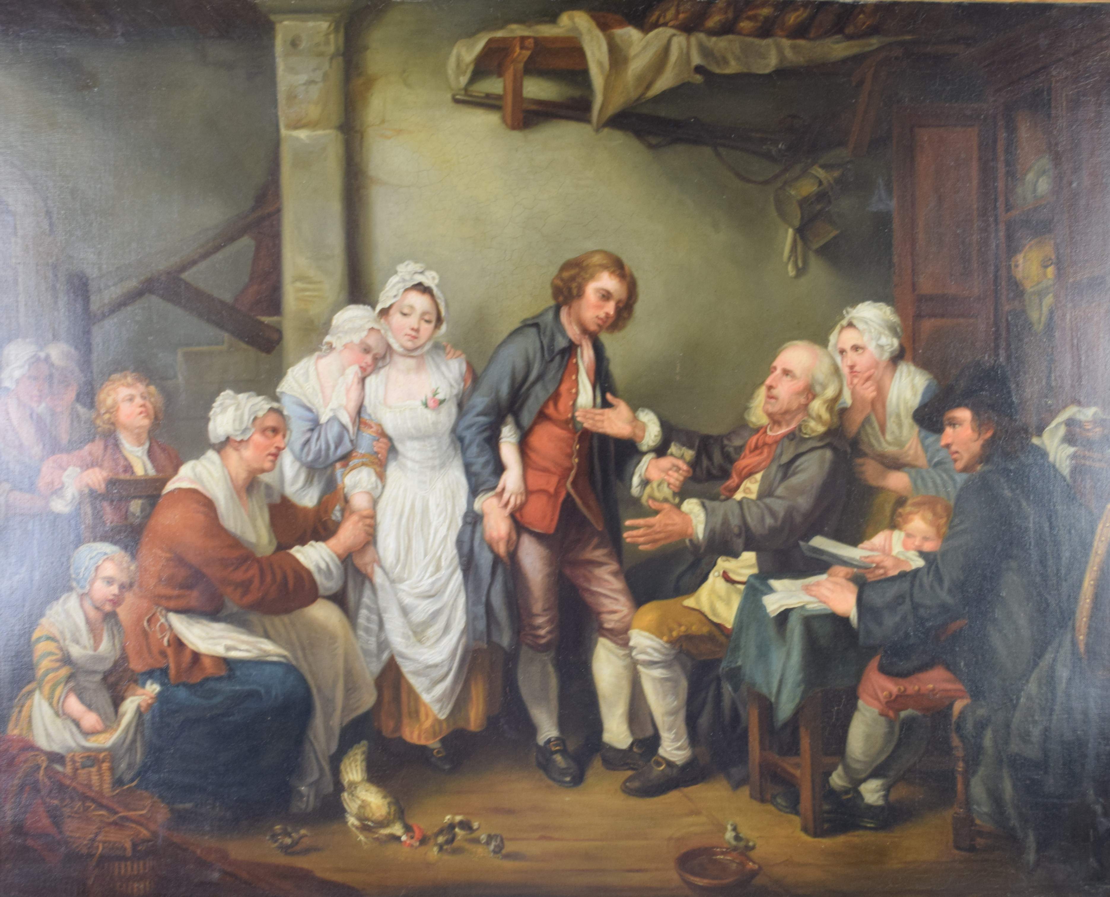 tableau L'accordée du village Greuze Jean-Baptiste personnage,scène de genre,scène d'intérieur  huile toile 
