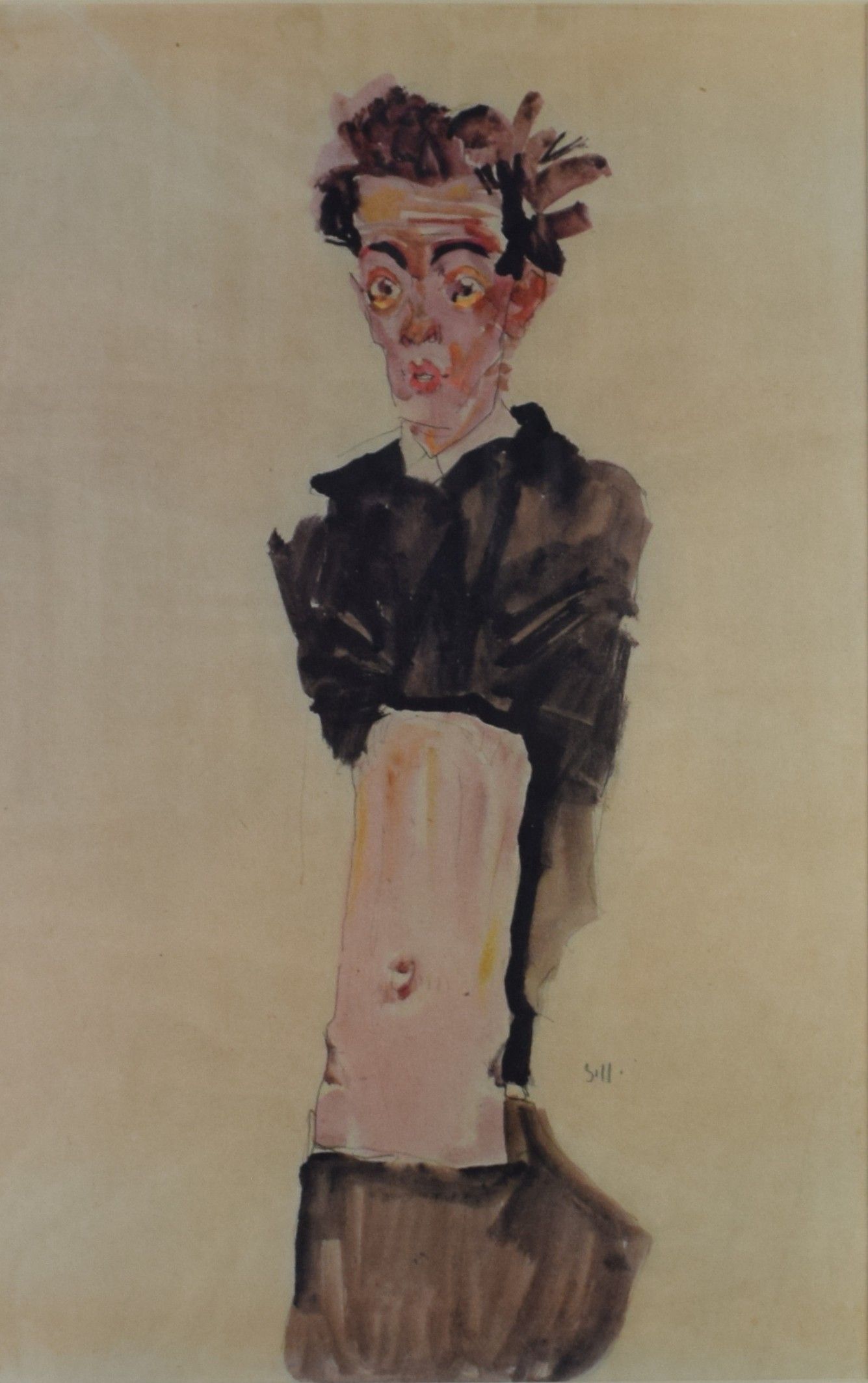tableau Egon Schiele Schiele Egon autoportrait,portrait  estampe papier 2ième moitié 20e siècle