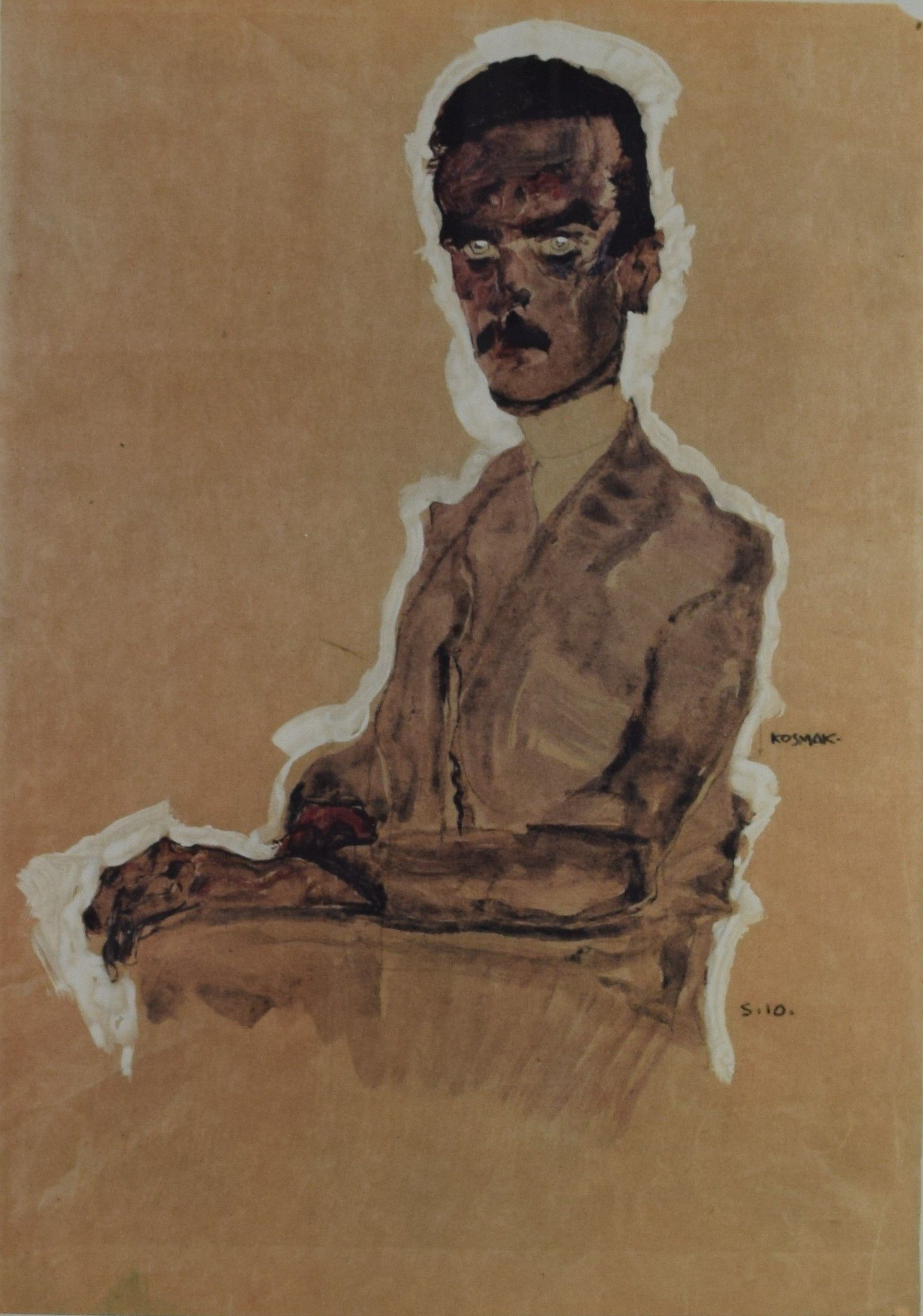 tableau Eduard Kosmack Schiele Egon portrait  estampe papier 2ième moitié 20e siècle