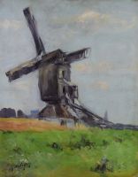 tableau Le moulin Betigny Ernest paysage,moulin  huile toile 1ère moitié 20e siècle