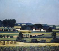 tableau Village dans le paysage Collet Louis paysage  huile toile 2ième moitié 20e siècle