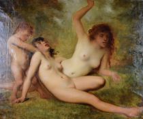 tableau Les deux nymphes   nu,personnage  huile toile 