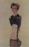tableau Egon Schiele Schiele Egon autoportrait,portrait  estampe papier 2ième moitié 20e siècle
