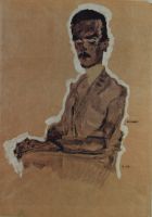 tableau Eduard Kosmack Schiele Egon portrait  estampe papier 2ième moitié 20e siècle