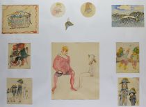 tableau Multi dessins  Tilot Pierre militaire,personnage  aquarelle papier 2ième moitié 20e siècle