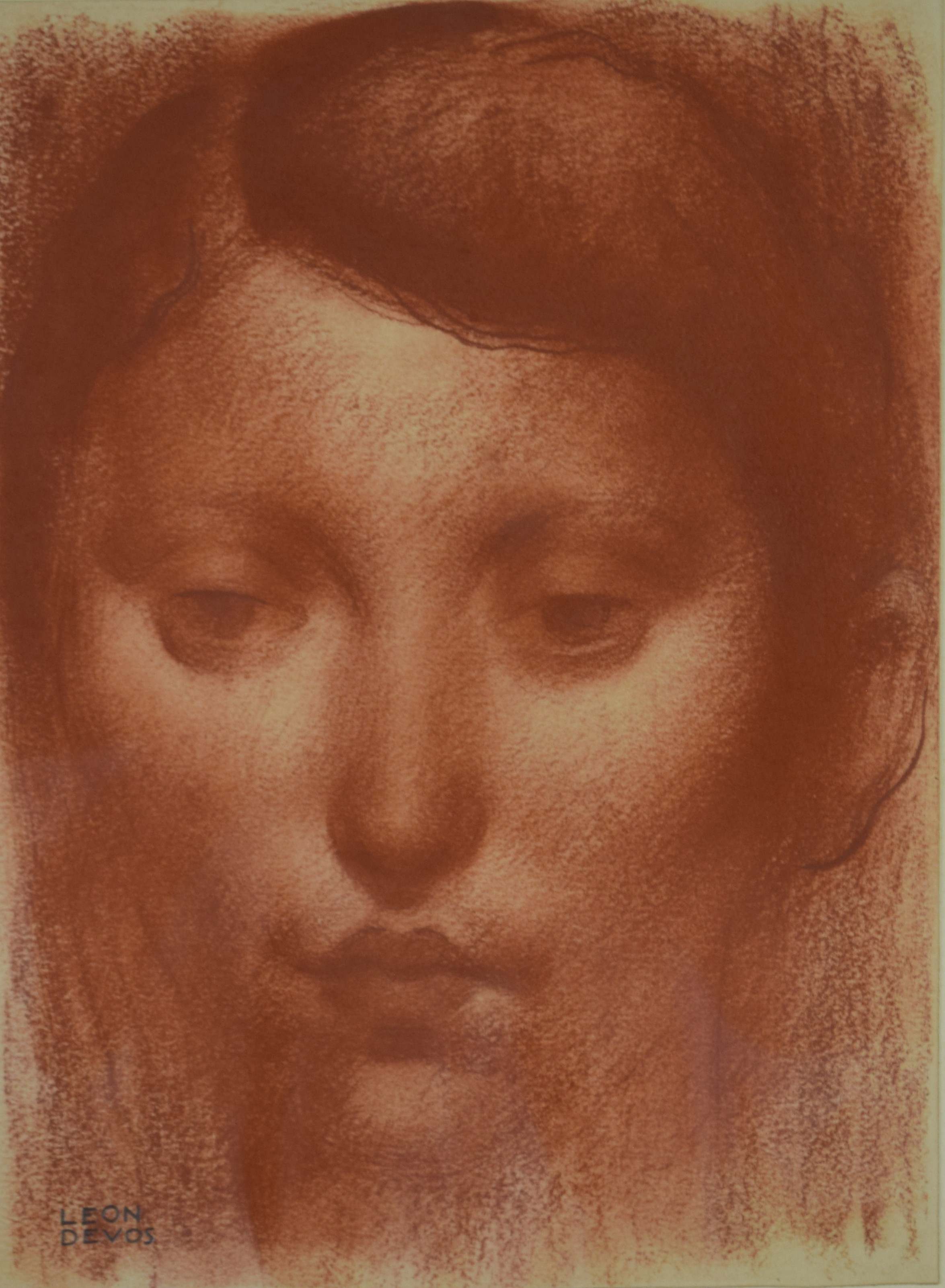 tableau Le portrait Devos Léon portrait  sanguine papier 1ère moitié 20e siècle