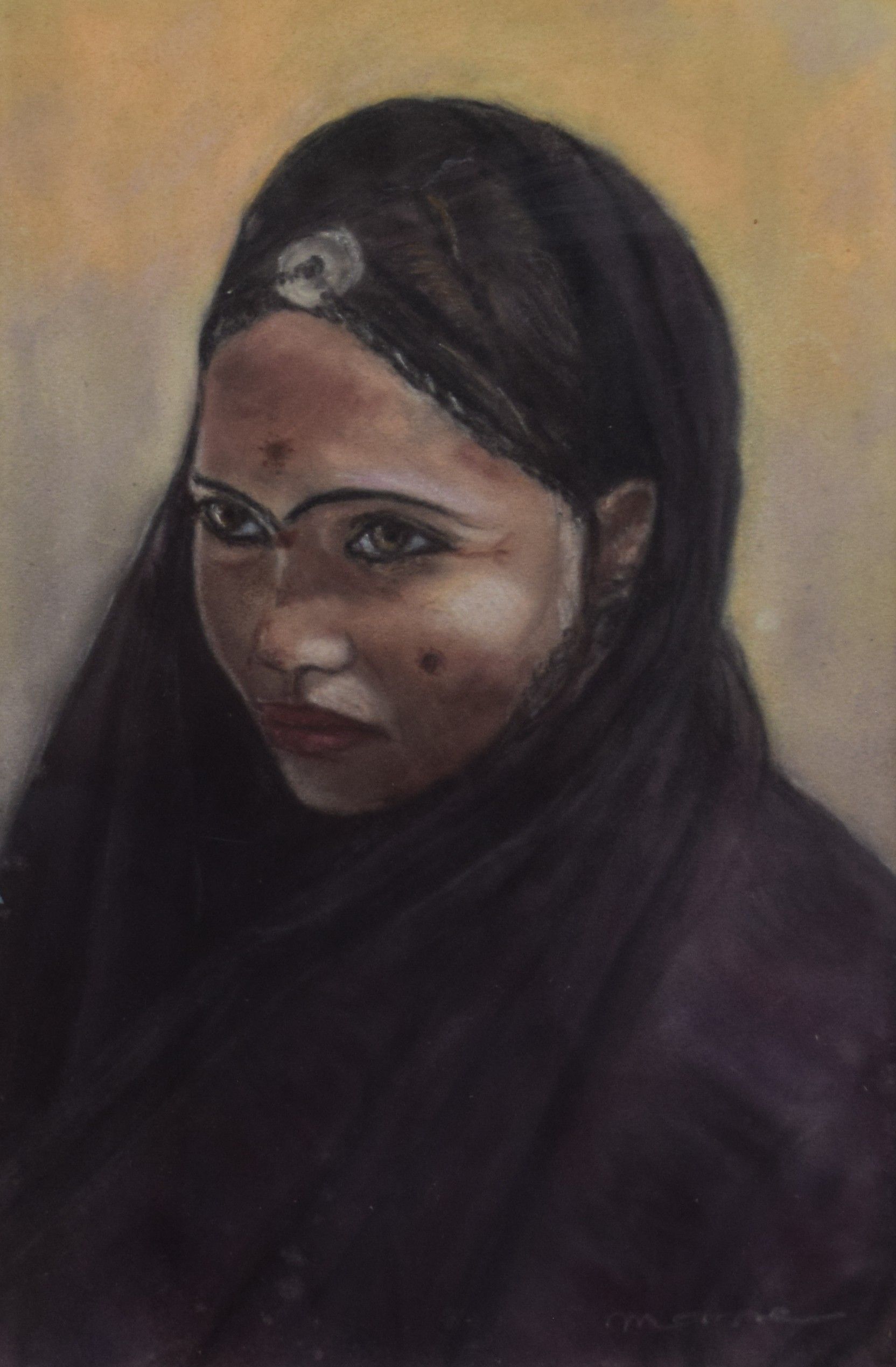 tableau Femme  arabisante    orientaliste,personnage  pastel papier 1ère moitié 20e siècle
