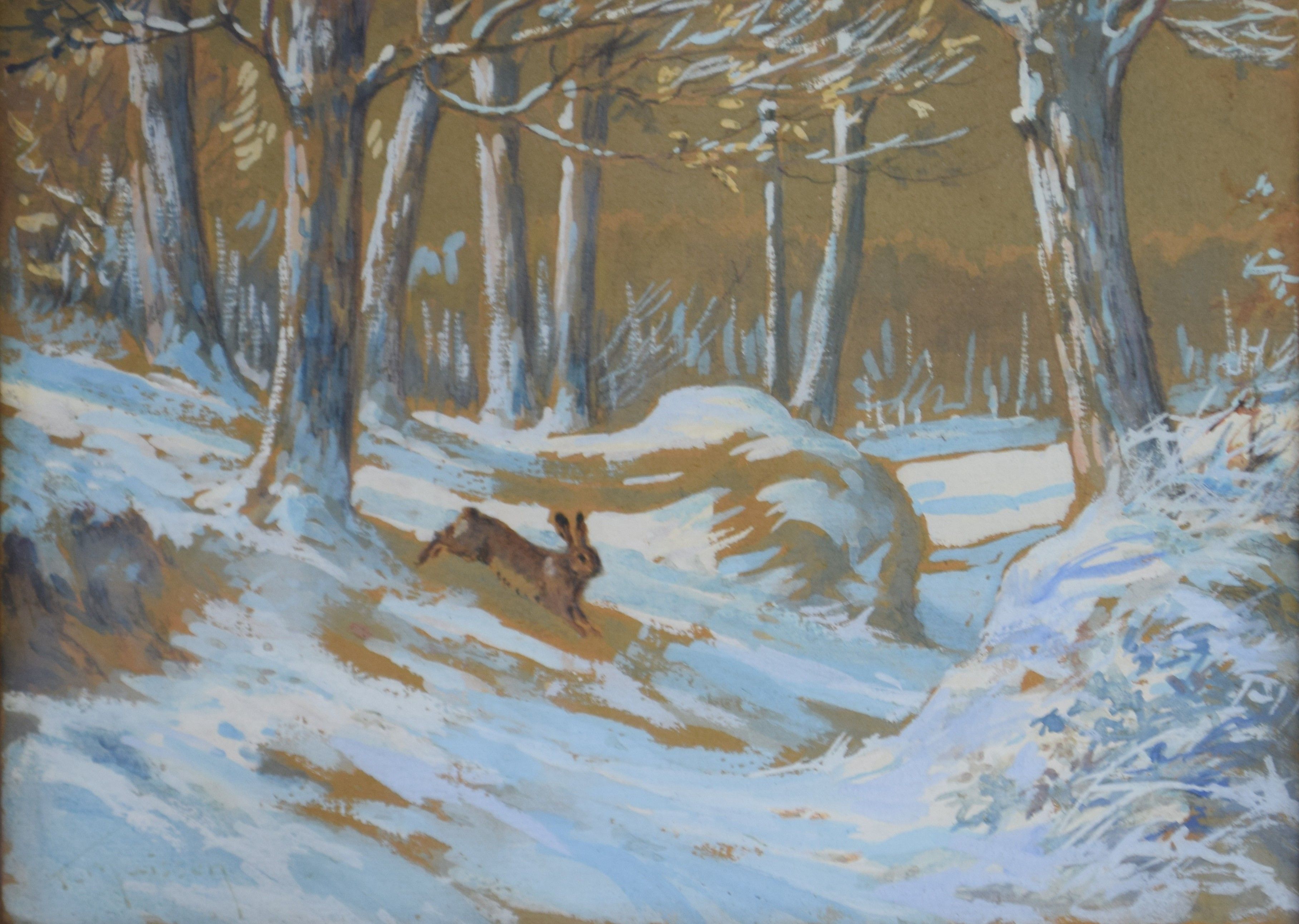 tableau Le lapin   animaux  gouache papier 1ère moitié 20e siècle