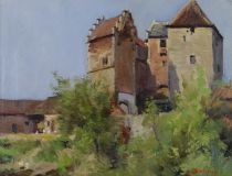 tableau Château ferme à Bodeghem Betigny Ernest animaux,village  huile toile 1ère moitié 20e siècle