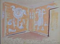 tableau Etude de décor 3 Dekeyser (Adrien) Adrien scène d'intérieur  gouache papier 2ième moitié 20e siècle