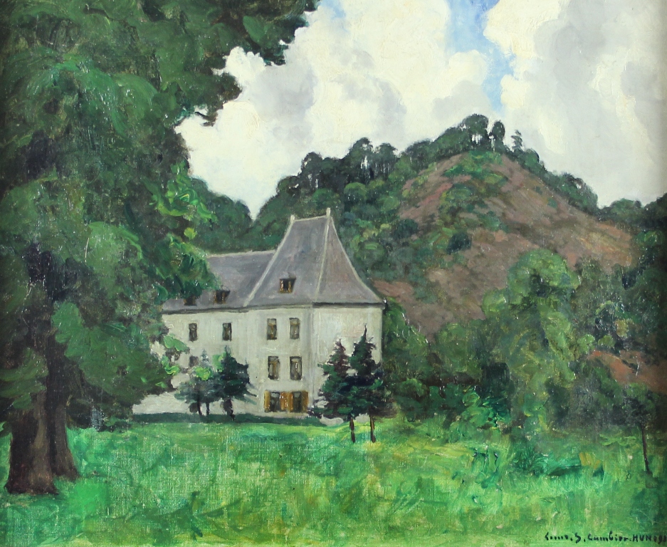 tableau Le manoir Cambier Louis Gustave paysage  huile toile 1ère moitié 20e siècle