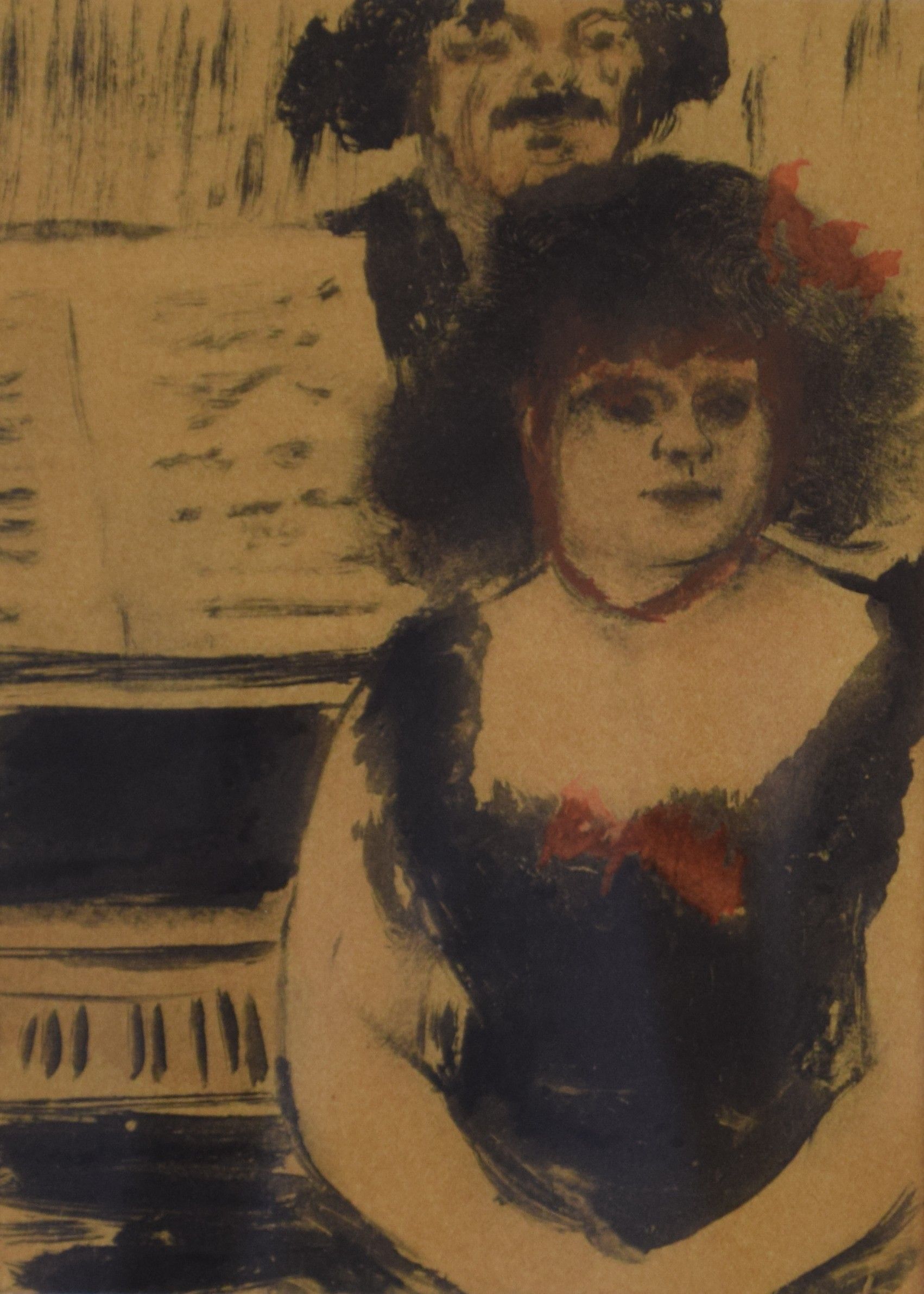 tableau Pianiste et chanteur Degas Edgar personnage  estampe papier 19e siècle