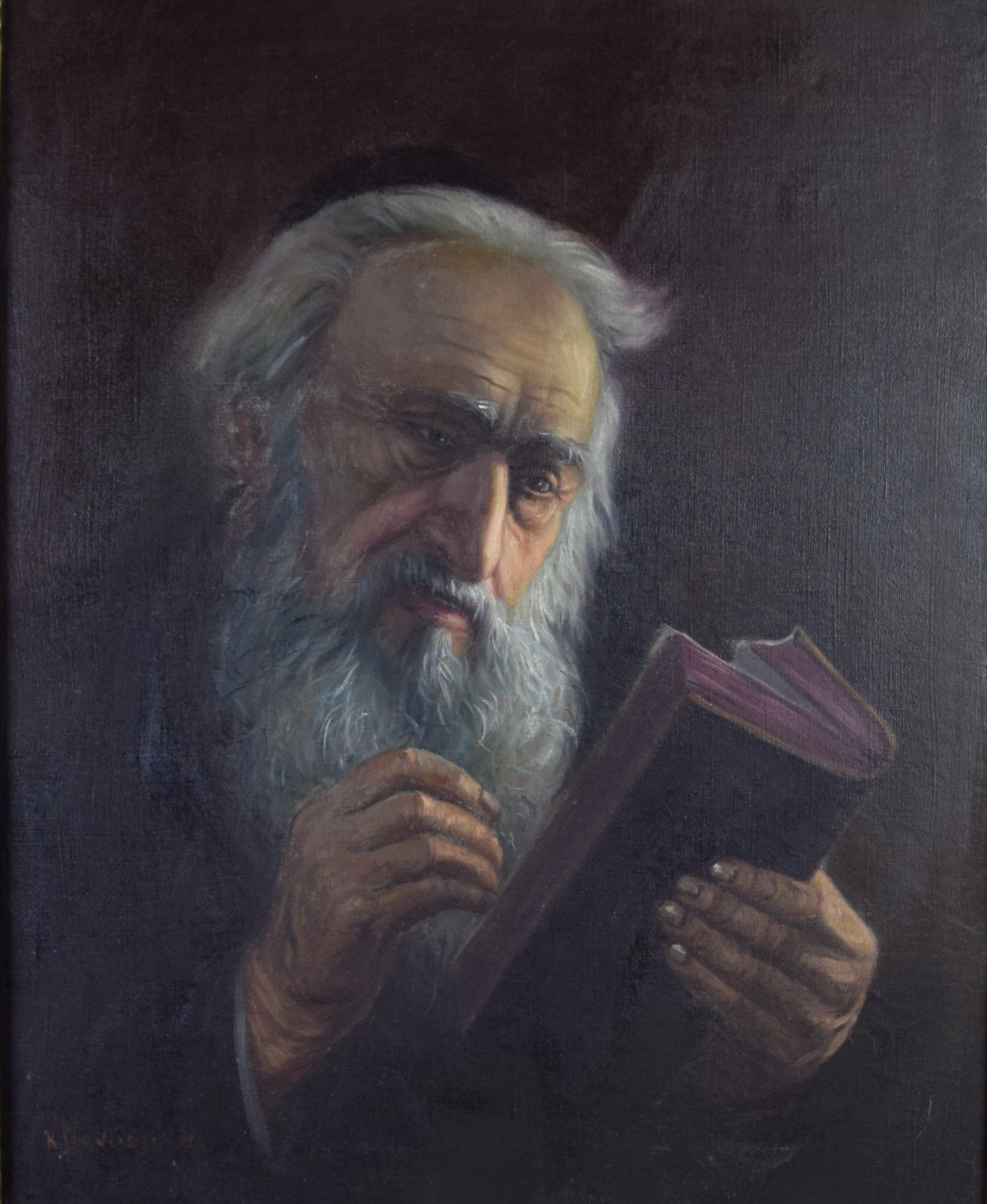 tableau Le rabbin Szewcenko Konstantin portrait,religieux  huile toile 1ère moitié 20e siècle