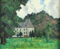 tableau Le manoir Cambier Louis Gustave paysage  huile toile 1ère moitié 20e siècle