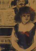 tableau Pianiste et chanteur Degas Edgar personnage  estampe papier 19e siècle