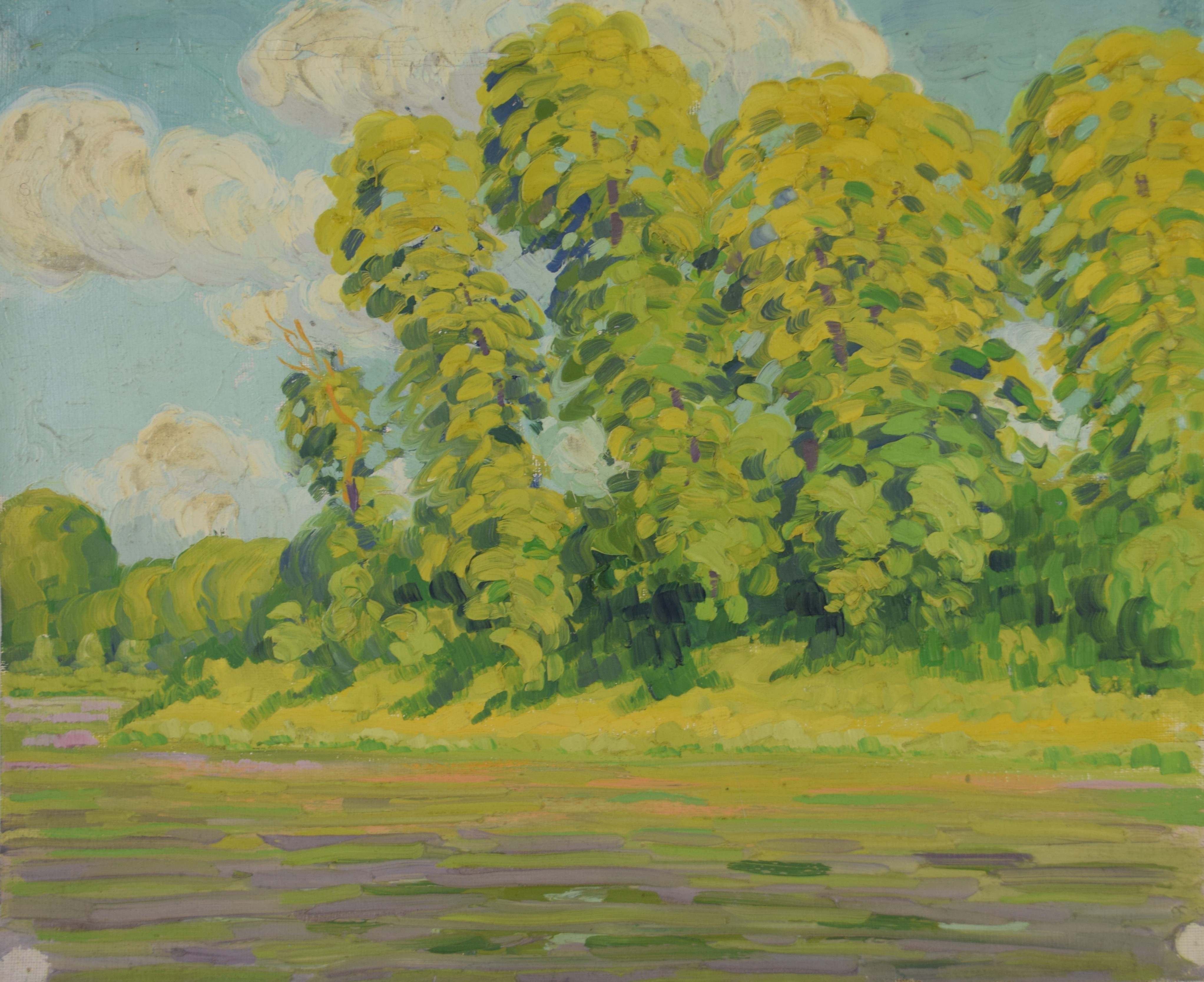 tableau Journée d'été De Vaucleroy Pierre paysage  huile toile 