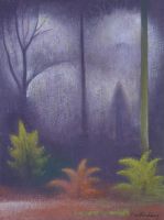 tableau Automne à Ohain De Vaucleroy Pierre paysage  fusain papier 