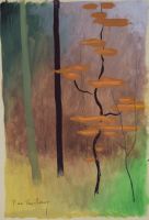 tableau Le sous bois De Vaucleroy Pierre paysage,sous-bois  gouache papier 