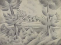 tableau La clairière  De Vaucleroy Pierre paysage  crayon papier 