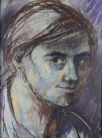 tableau Le jeune homme   portrait  pastel papier 2ième moitié 20e siècle