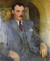 tableau L'homme à la cravate  Ratkowski Anne portrait  huile toile 1ère moitié 20e siècle