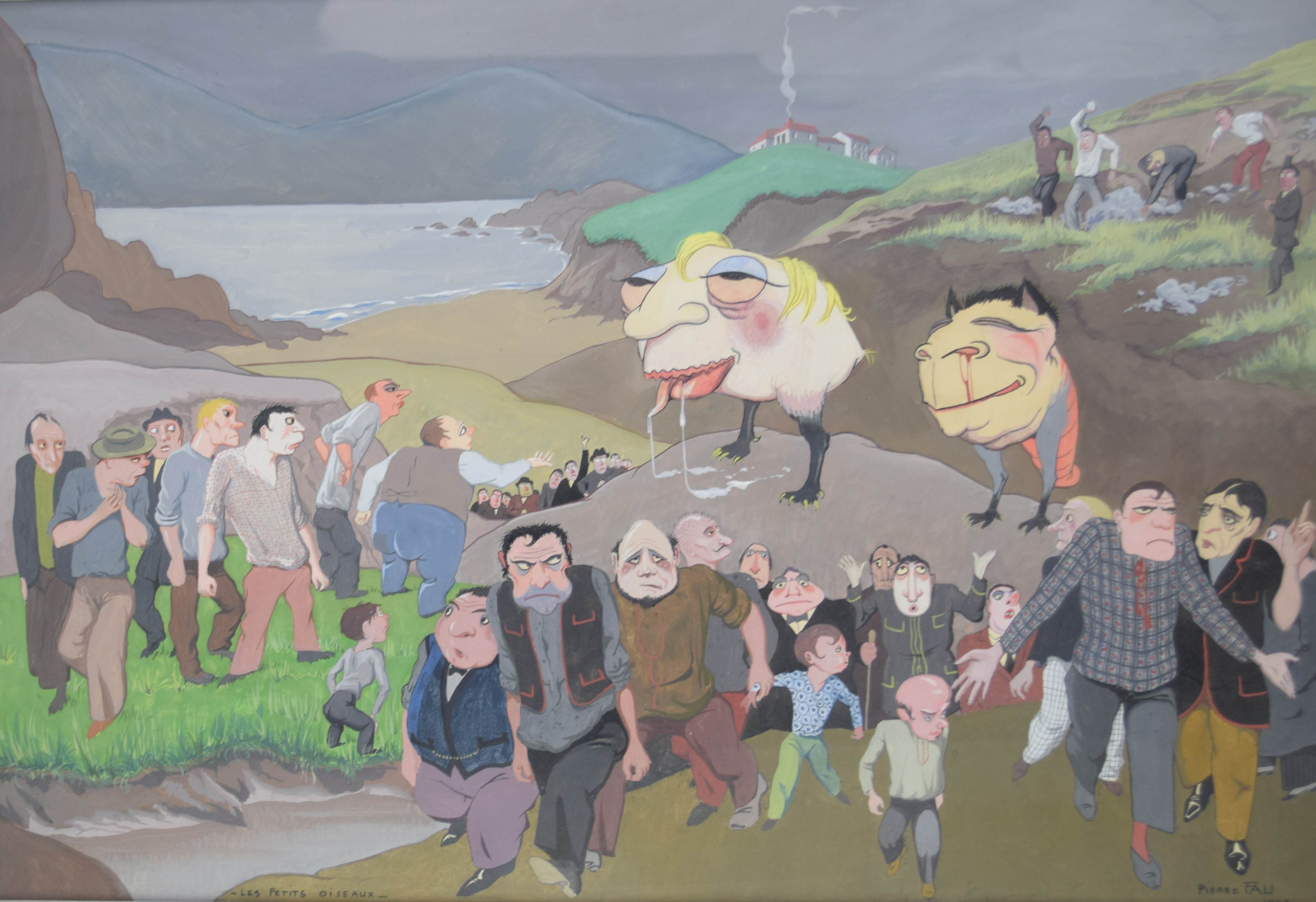 tableau Les petits oiseaux  Fau Pierre animaux,fantastique,personnage  gouache papier 1ère moitié 20e siècle