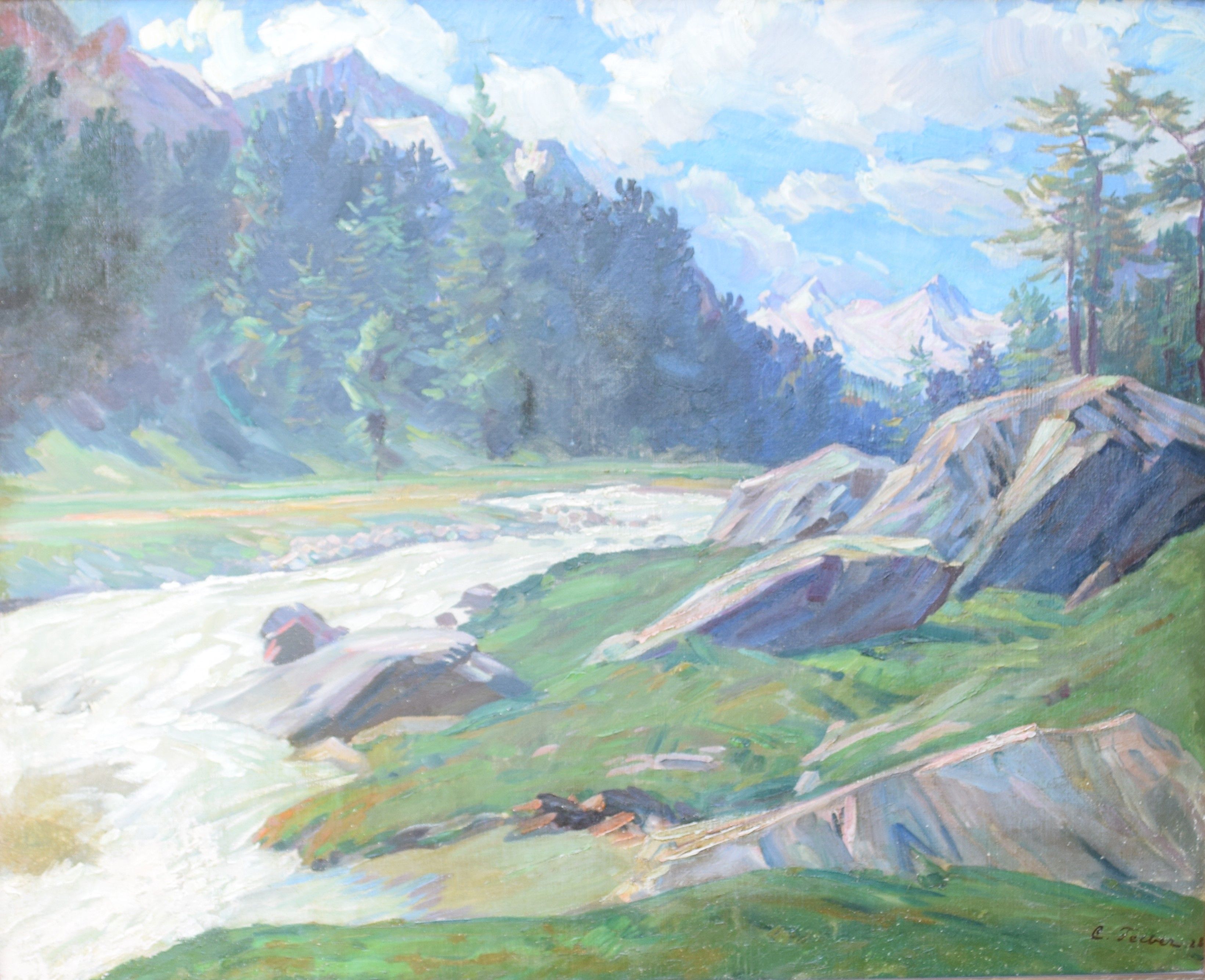 tableau Paysage de montagne Felber Carl Friederich paysage  huile toile 1ère moitié 20e siècle