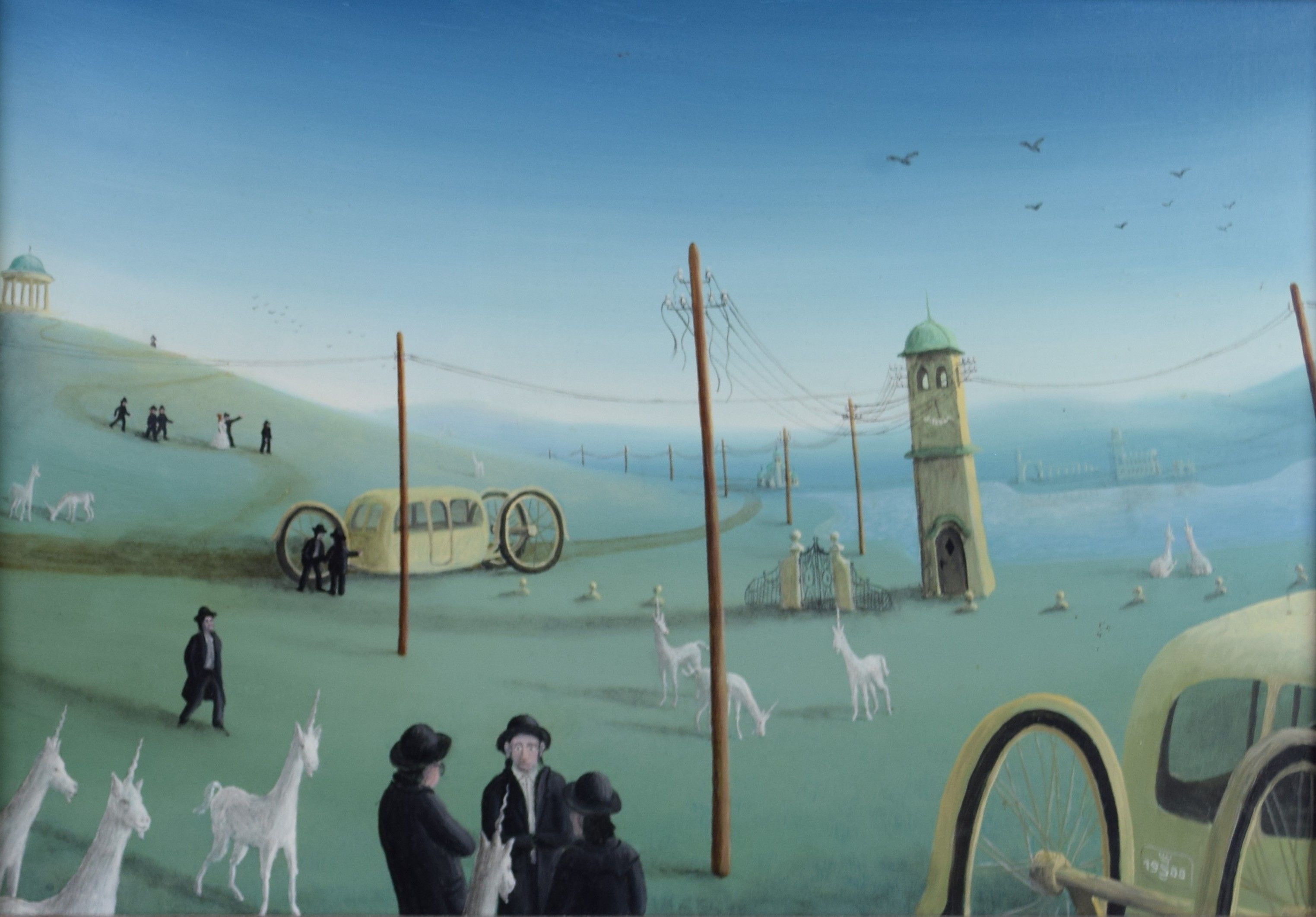 tableau Paysage suréaliste  Solc Jaroslav fantastique,paysage  huile unalite 2ième moitié 20e siècle