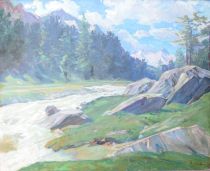 tableau Paysage de montagne Felber Carl Friederich paysage  huile toile 1ère moitié 20e siècle