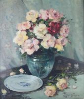 tableau Les fleures Mahieu André fleurs,nature morte  huile toile 1ère moitié 20e siècle