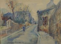 tableau Butte Montmartre Rouault Georges-Dominique personnage,village  aquarelle papier 1ère moitié 20e siècle