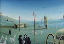 tableau Paysage suréaliste  Solc Jaroslav fantastique,paysage  huile unalite 2ième moitié 20e siècle