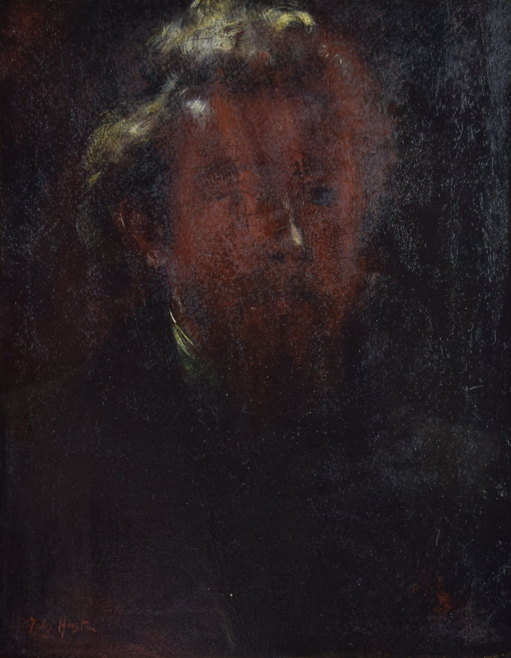 tableau L'homme à la barbe Hoste Jules Eugène portrait  huile panneau 1ère moitié 20e siècle