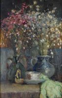 tableau Le bouquet printanier  Codron Jef nature morte  huile toile 1ère moitié 20e siècle