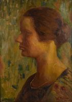 tableau Femme à la chainette  Morren Georges portrait  huile toile 1ère moitié 20e siècle