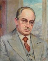 tableau le portrait et la ville Voets Edouard portrait  huile toile 1ère moitié 20e siècle