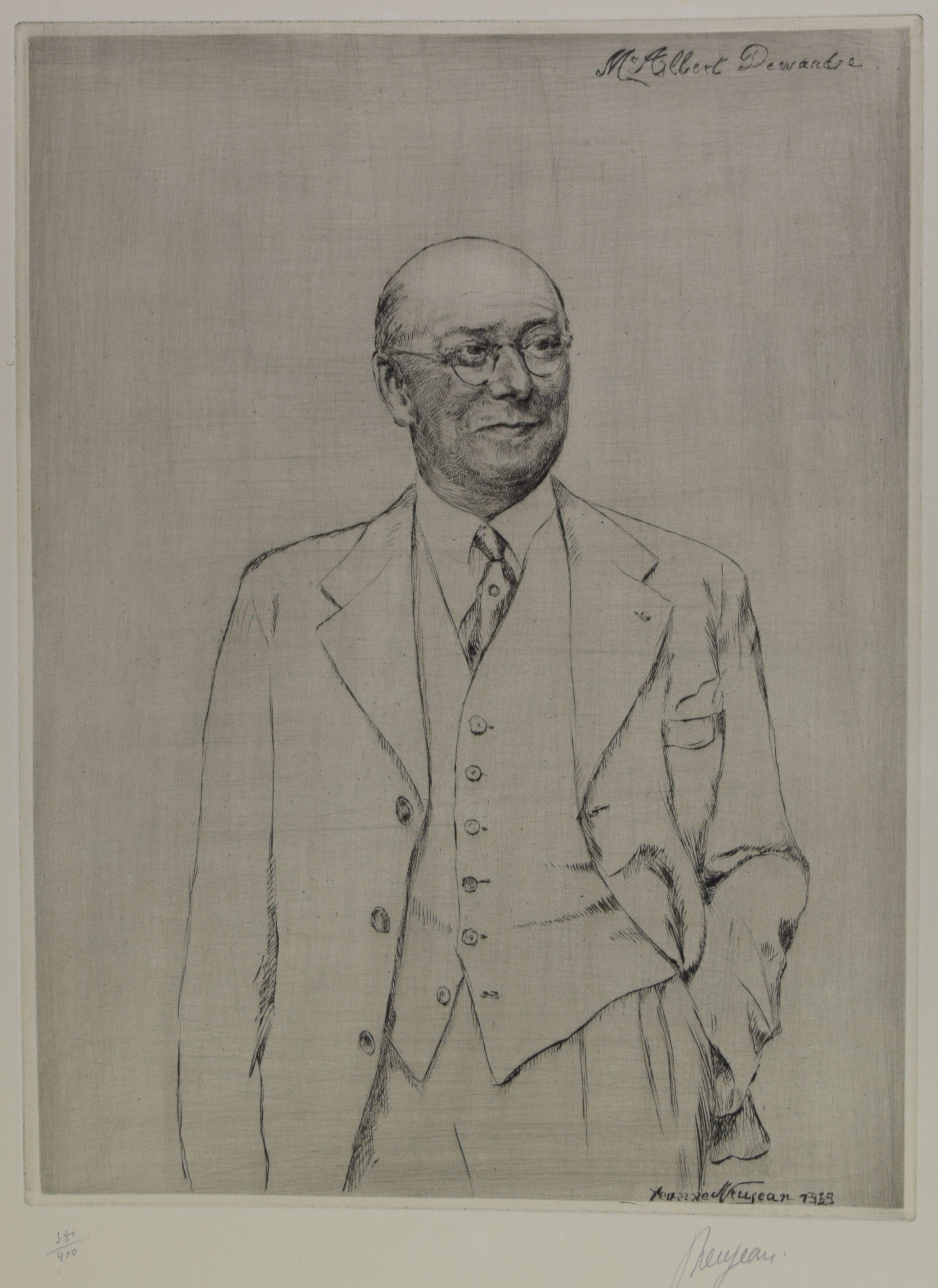 tableau De Wandre Albert Neujean Jeanne portrait  estampe papier 1ère moitié 20e siècle